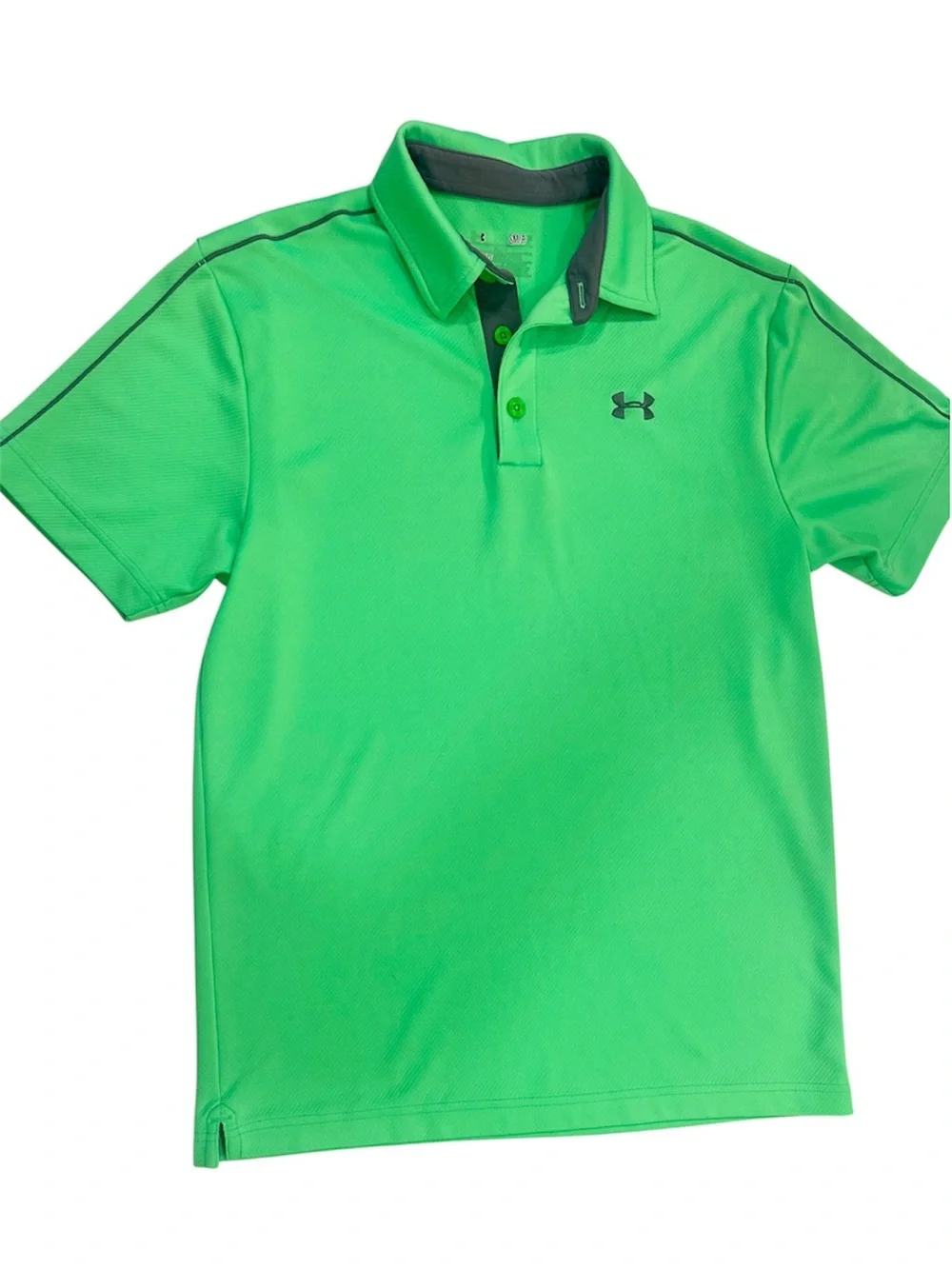 Under Armour Bright Green Men's Athletic Polo with Dark Gray Trim